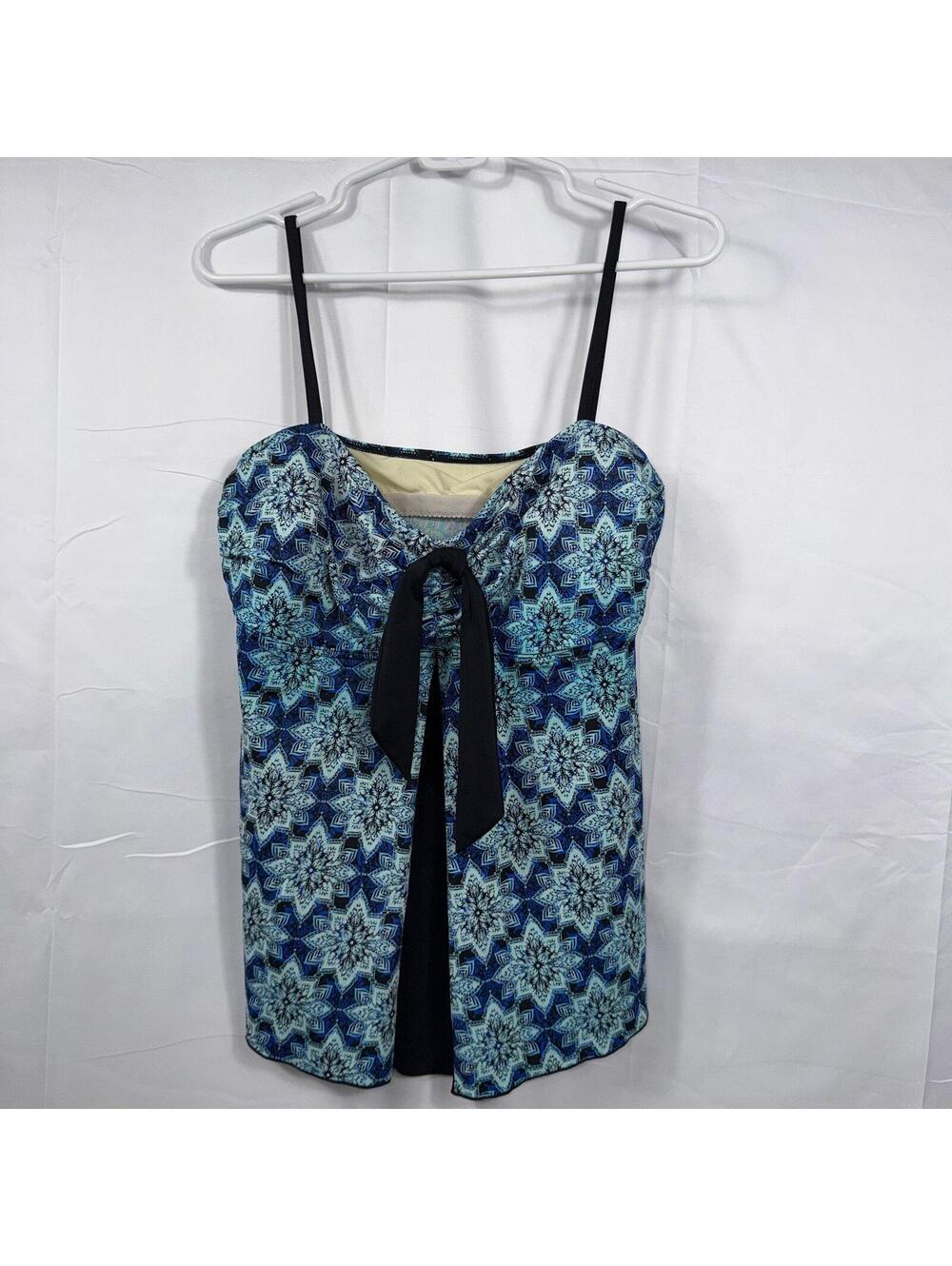 A Shore Fit! Women’s Blue Geometric Tankini Swim Top Size 18